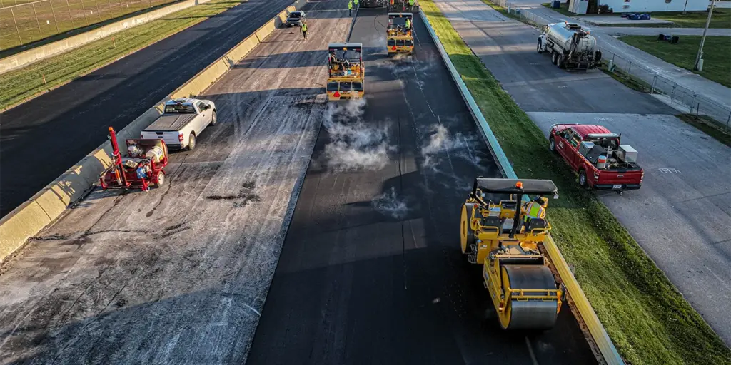aerial view of paving project