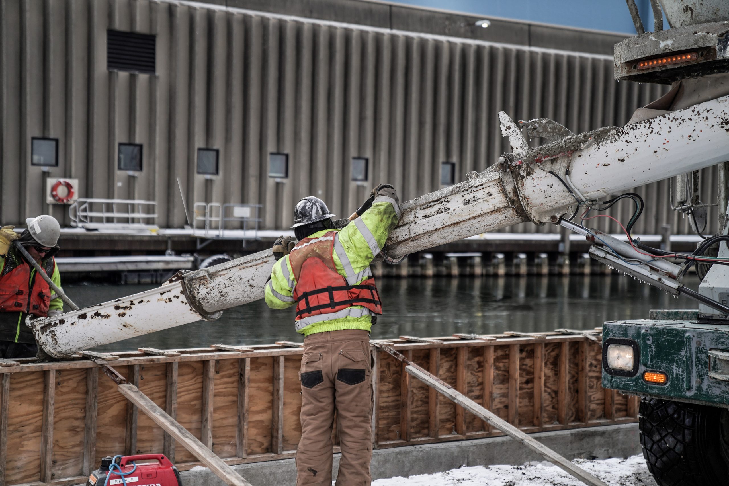 Concrete pouring of Dock Wall in Port Milwaukee