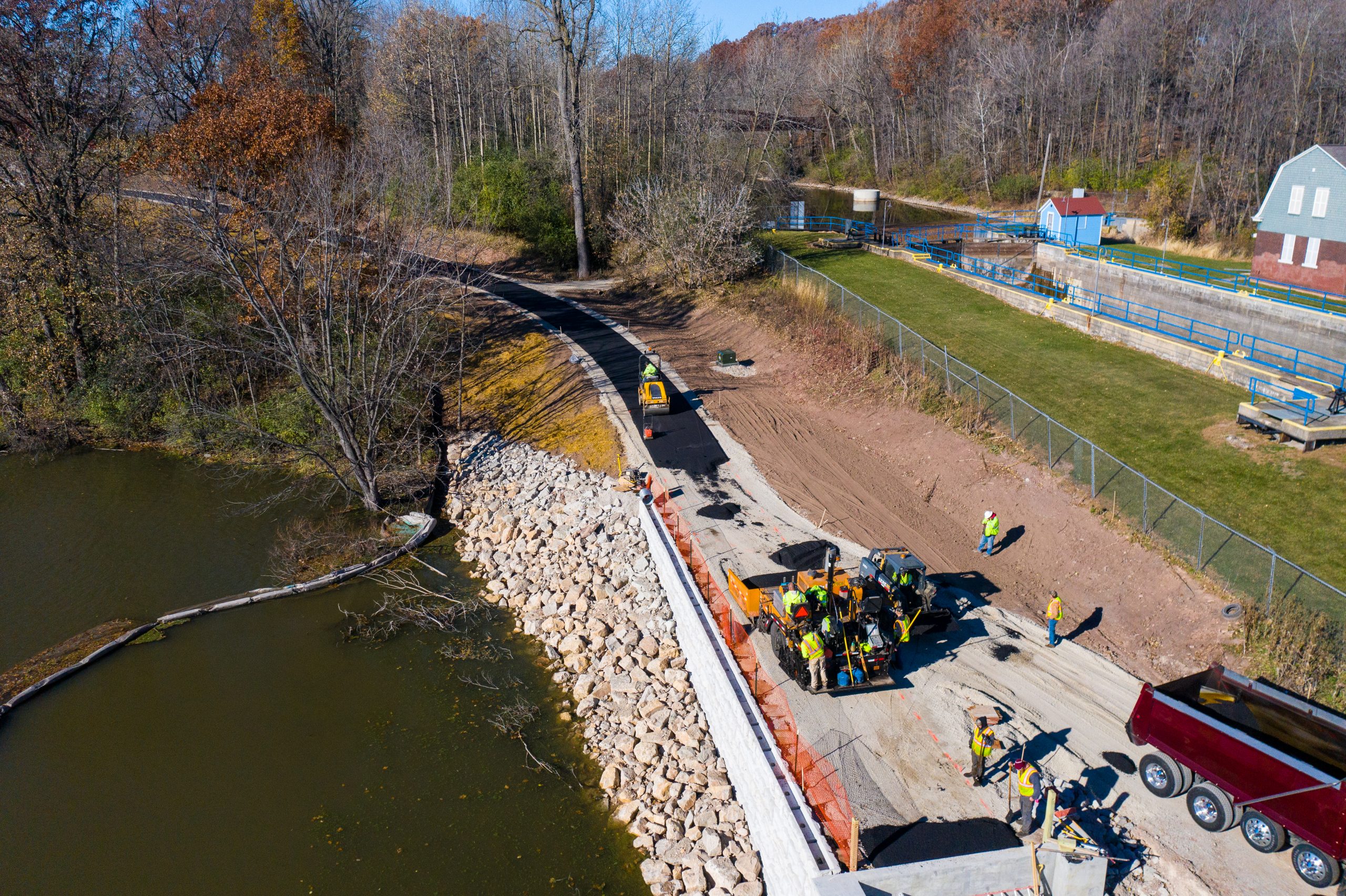 Drone view of State 85 with asphalt
