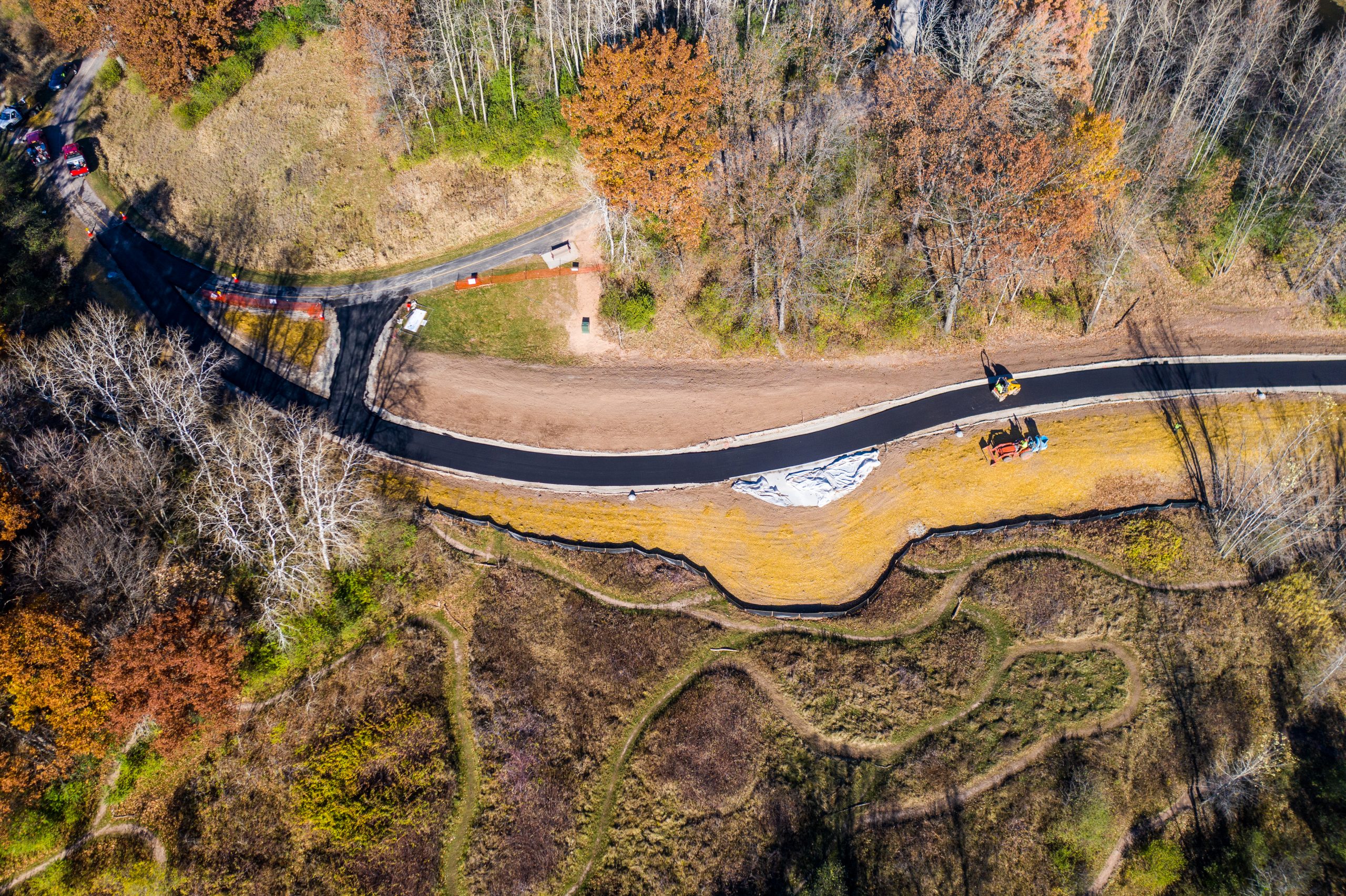 Aerial view showing State Road 85 with freshly applied asphalt