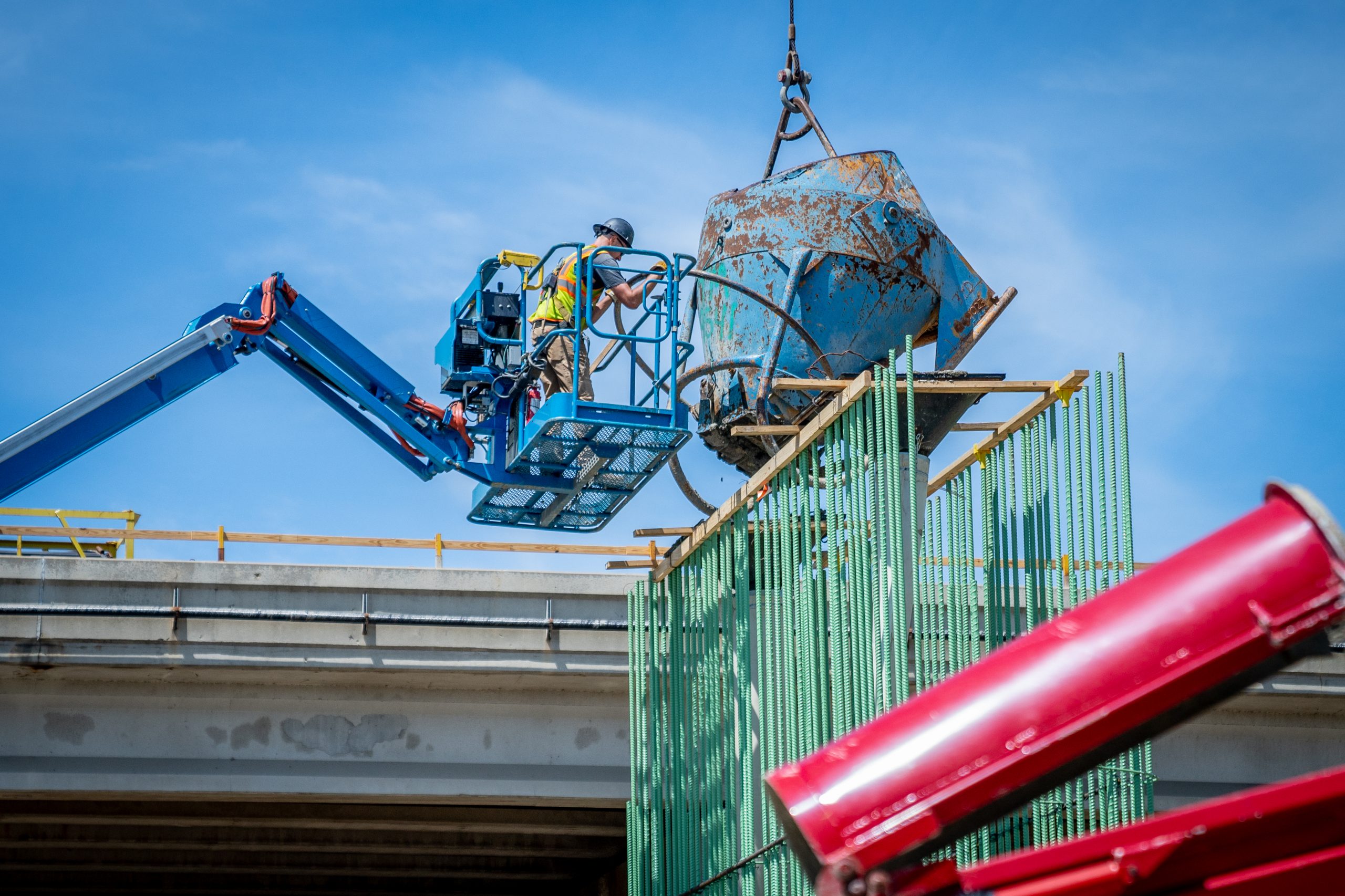 Construction work on lift working on 143 URT Improvements