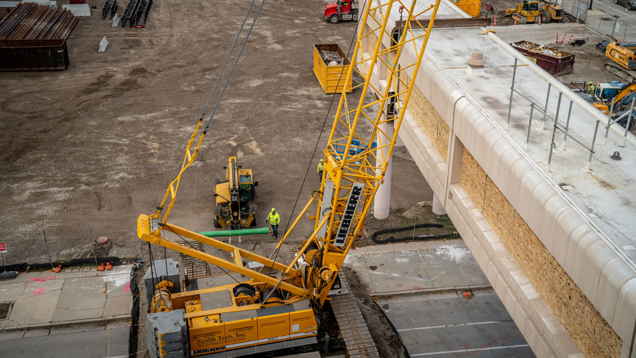 In-progress demolition of Wisconsin Center Skywalk