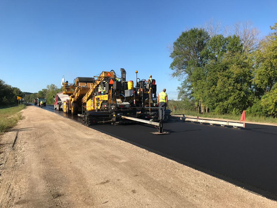 Leveling asphalt of STH 47 road