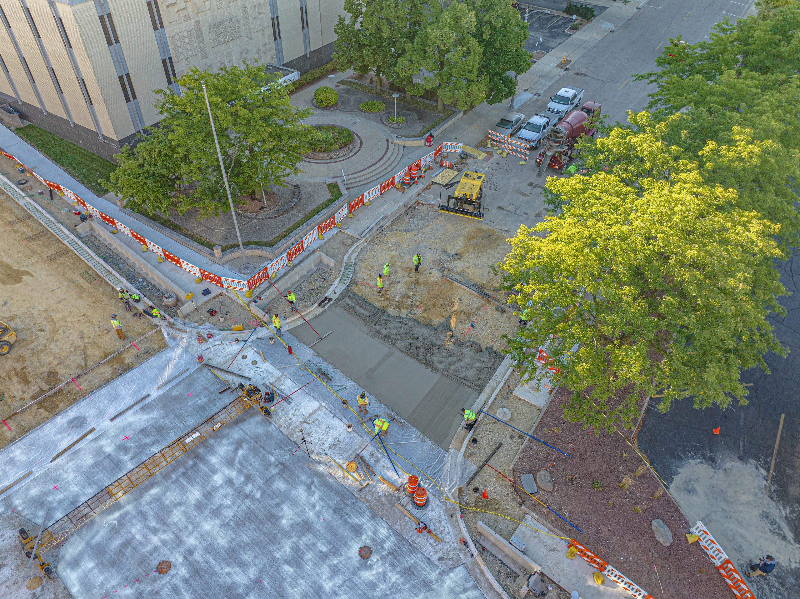 Aerial shot showing reconstruction of East Milwaukee Street, Janesville.