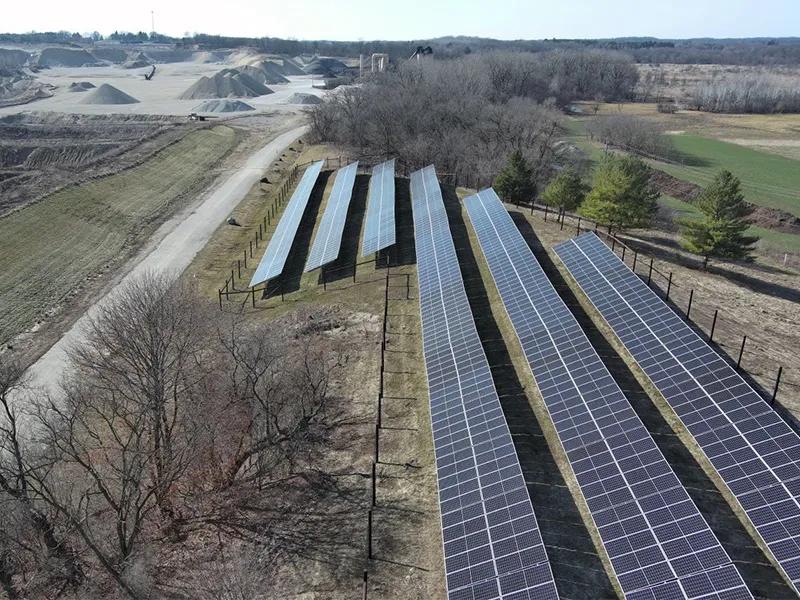Aerial view of solar panels