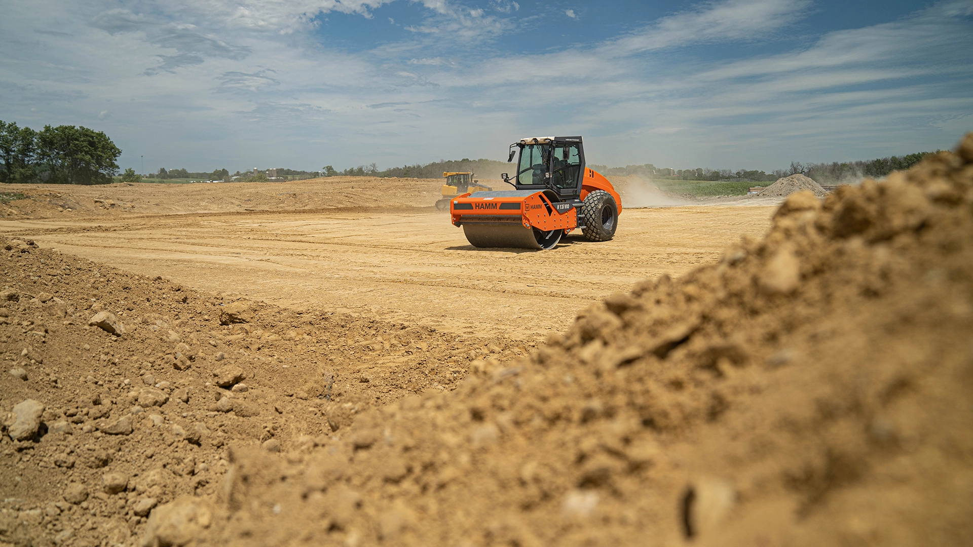 Steamroller on jobsite