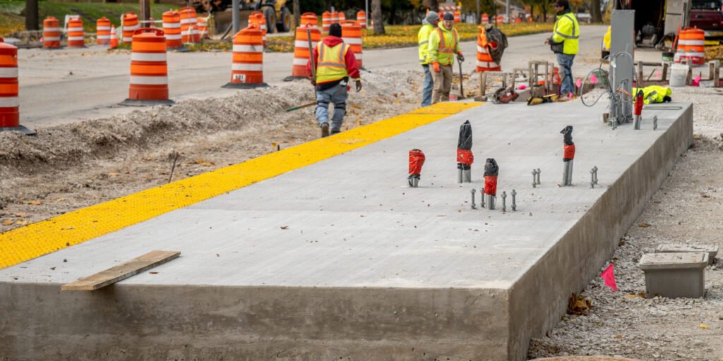 bus transit under construction