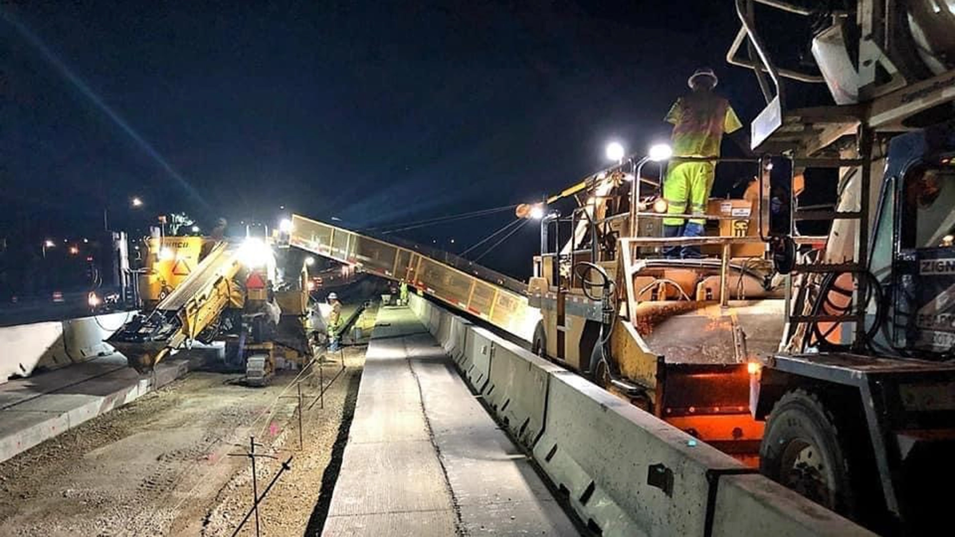 Beltline construction at night