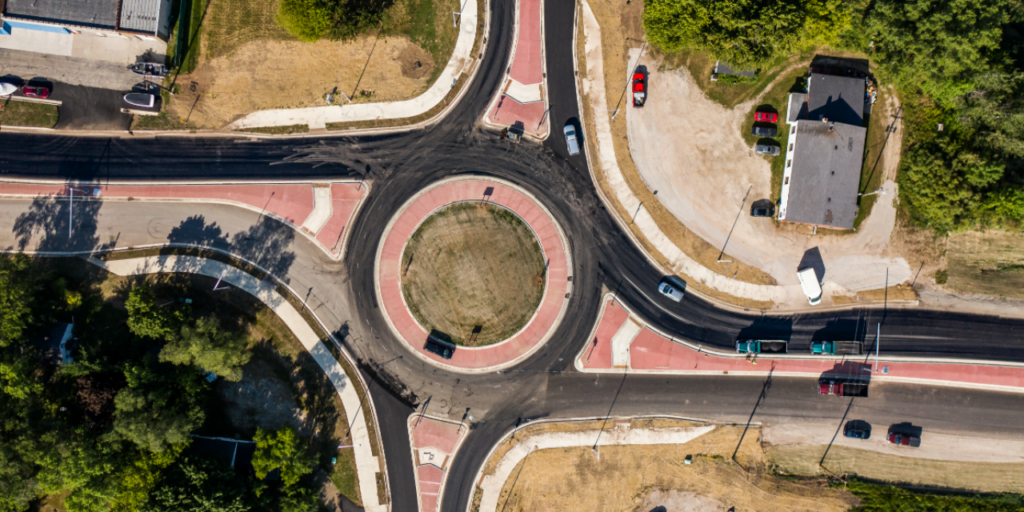 aerial view of roundabout