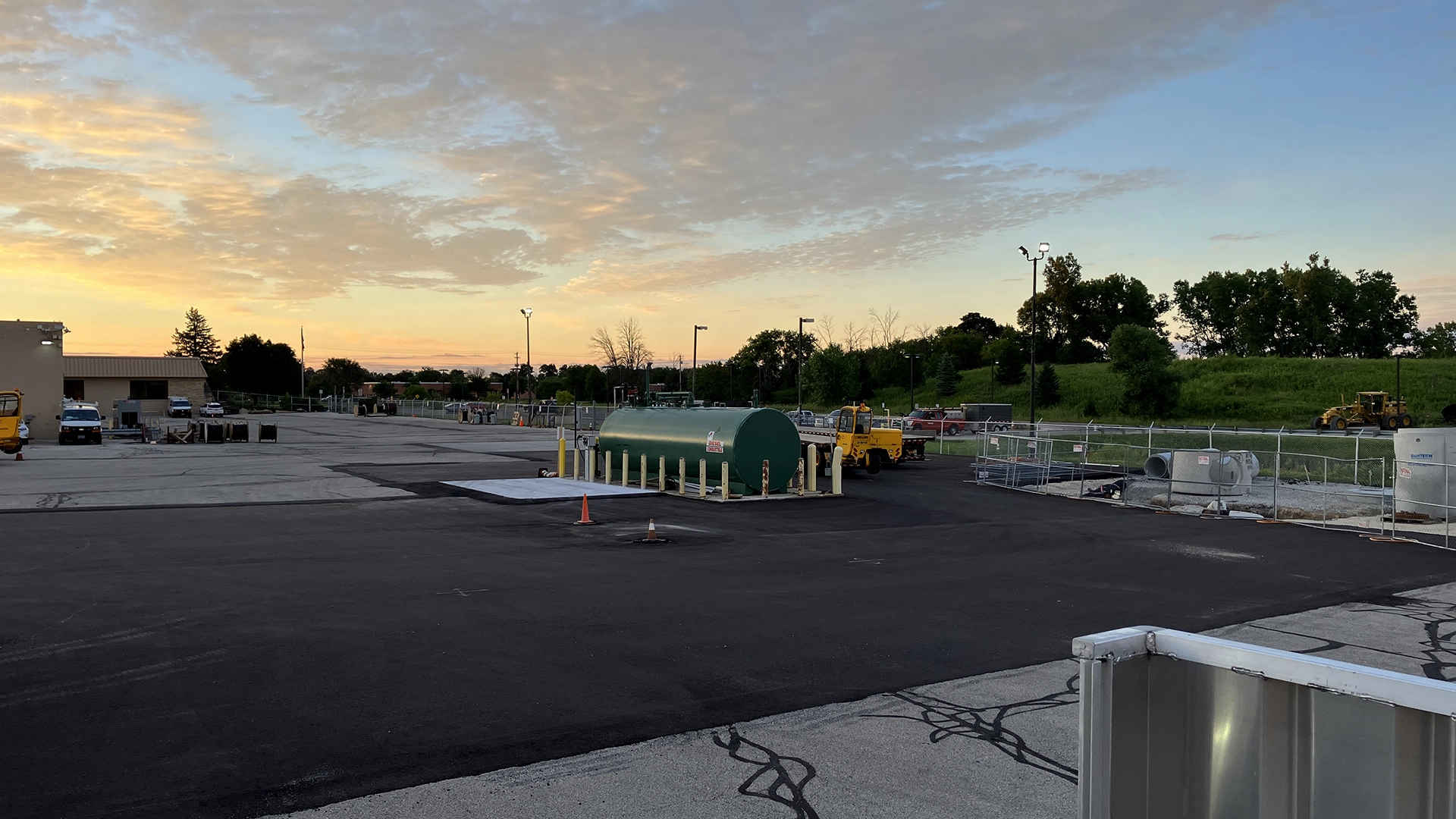 sunset over PEWS yard