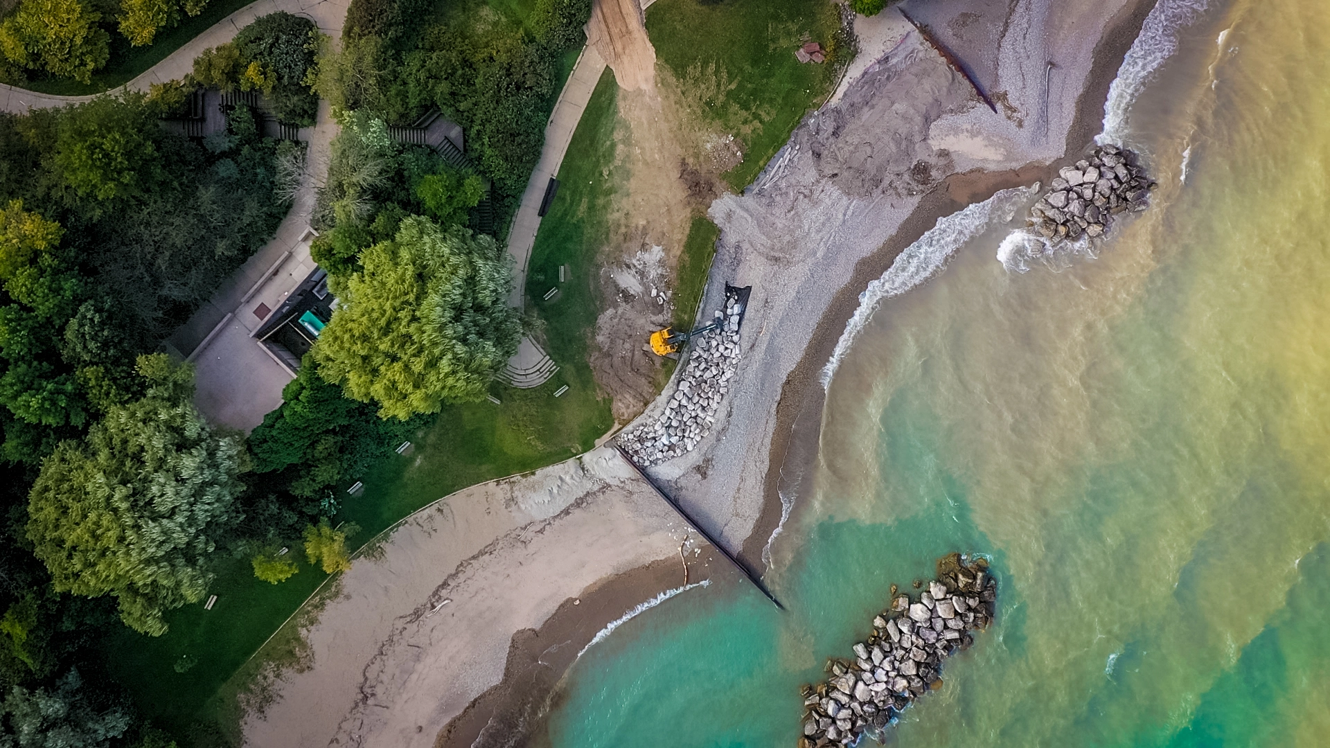 aerial view of Klode park beach front