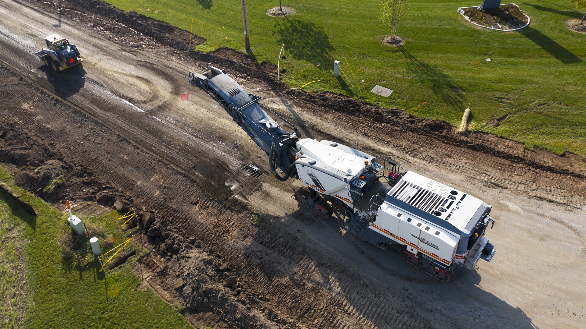 aerial view of construction equipment on jobsite