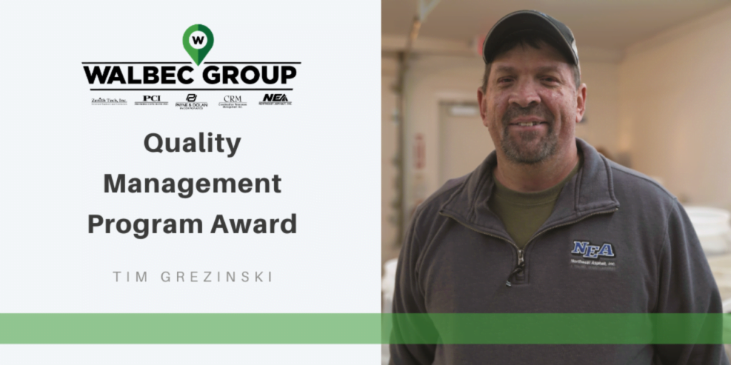 Tim Grenzinski quality management award