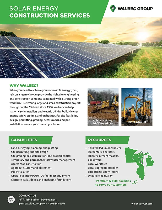 Solar energy construction services booklet cover