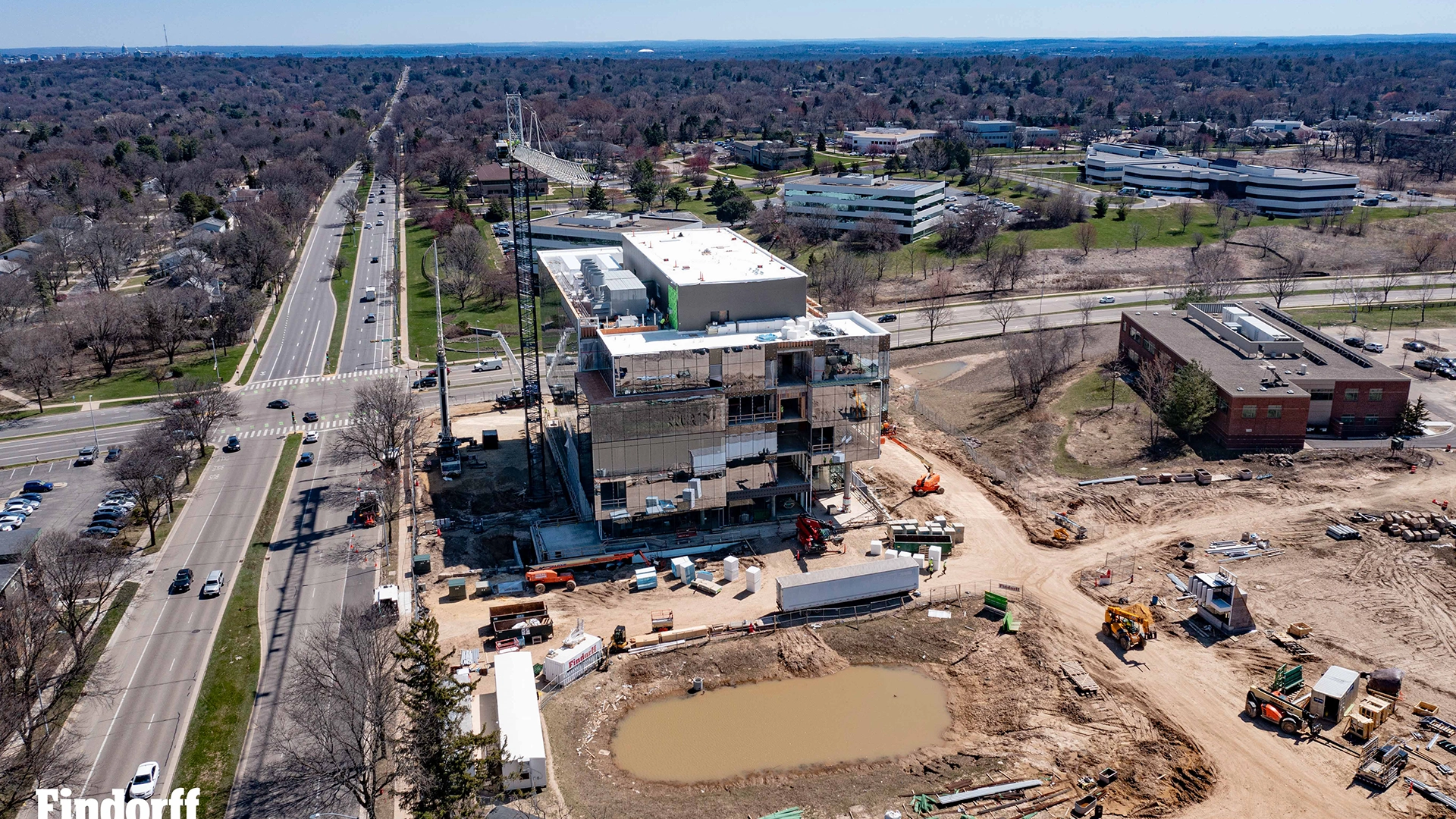 university research park under construction aerial view