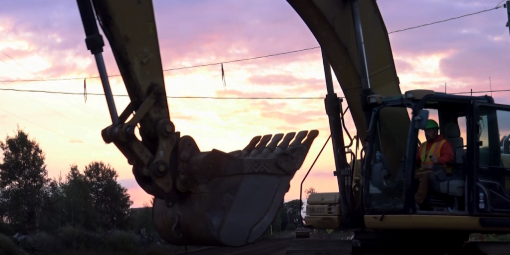 Excavator at sunset