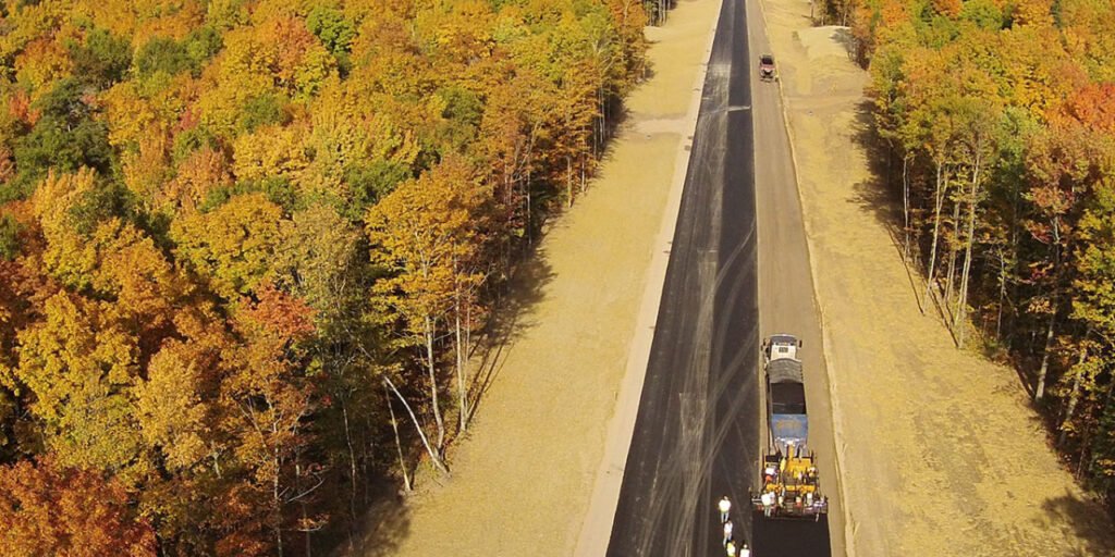 aerial view of road construction