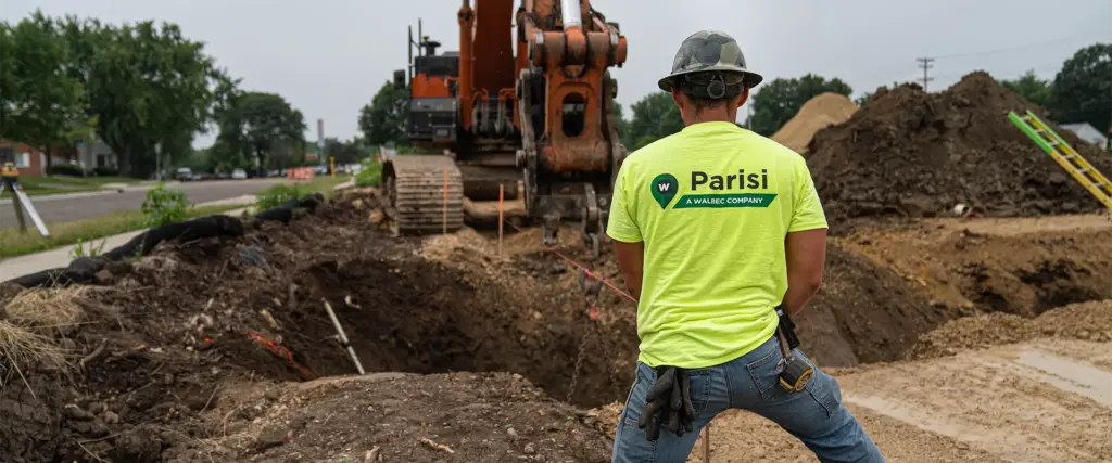 construction worker on water and sewer jobsite