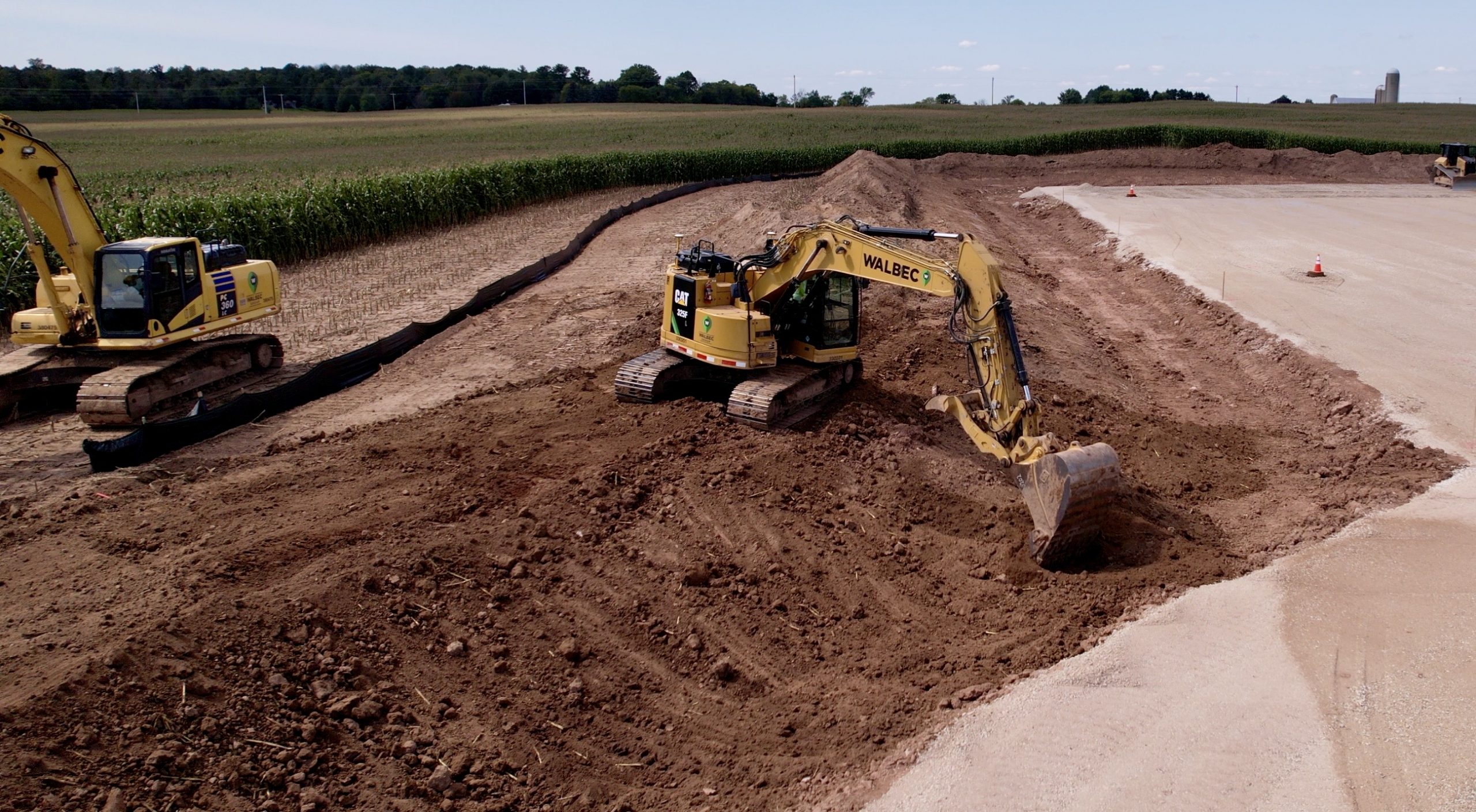 Front view of excavation equipment at Sunny Slope Dairy