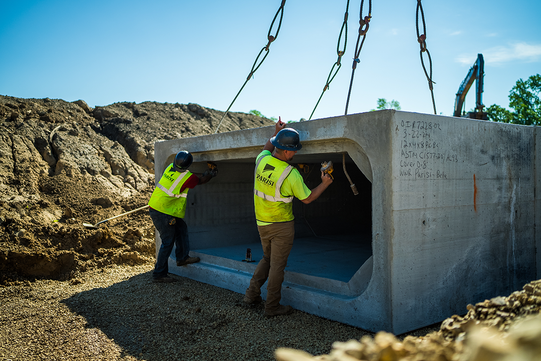 Two Walbec employees working on concrete work